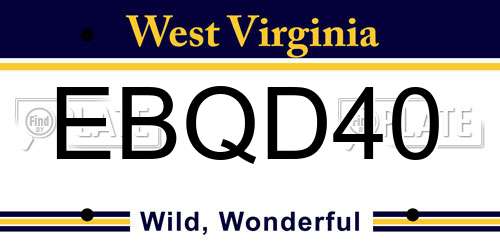 EBQD40 West Virginia License Plate