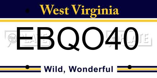 EBQO40 West Virginia License Plate