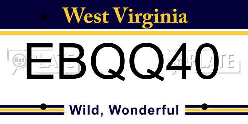 EBQQ40 West Virginia License Plate