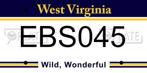 EBS045 West Virginia License Plate