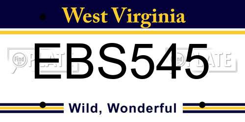 EBS545 West Virginia License Plate