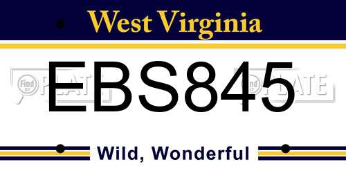 EBS845 West Virginia License Plate