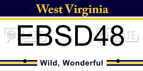 EBSD48 West Virginia License Plate
