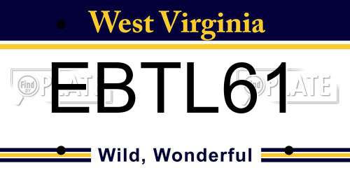 EBTL61 West Virginia License Plate
