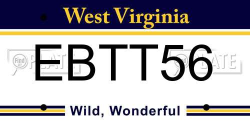 EBTT56 West Virginia License Plate