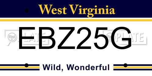 EBZ25G West Virginia License Plate