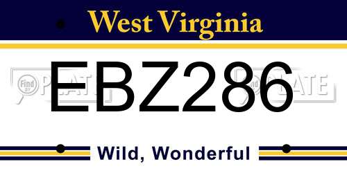 EBZ286 West Virginia License Plate