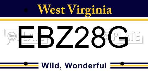 EBZ28G West Virginia License Plate