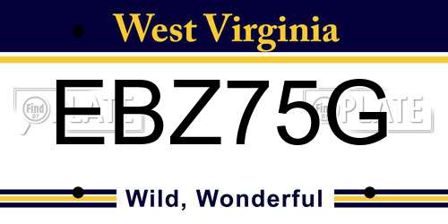 EBZ75G West Virginia License Plate