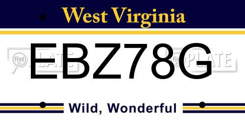 EBZ78G West Virginia License Plate