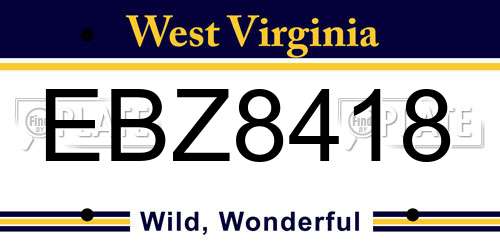EBZ8418 West Virginia License Plate