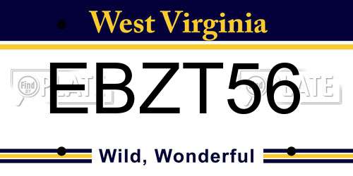 EBZT56 West Virginia License Plate