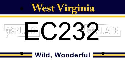 EC232 West Virginia License Plate
