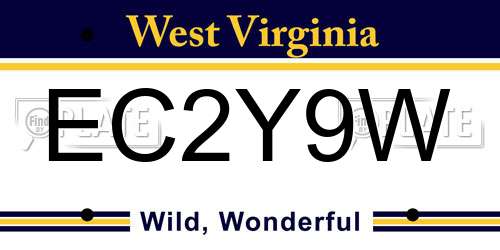 EC2Y9W West Virginia License Plate