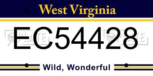 EC54428 West Virginia License Plate