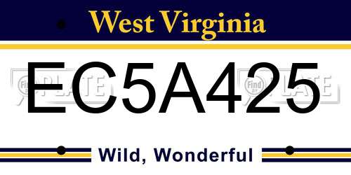 EC5A425 West Virginia License Plate