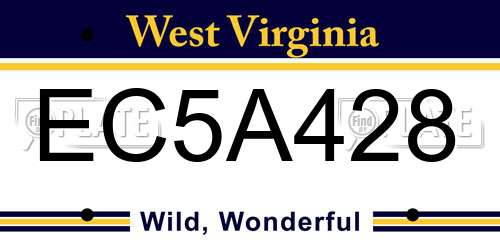 EC5A428 West Virginia License Plate