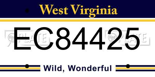 EC84425 West Virginia License Plate