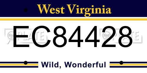 EC84428 West Virginia License Plate