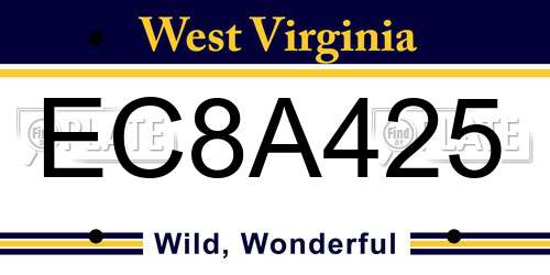EC8A425 West Virginia License Plate