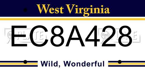 EC8A428 West Virginia License Plate