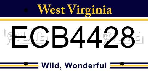 ECB4428 West Virginia License Plate