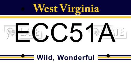 ECC51A West Virginia License Plate