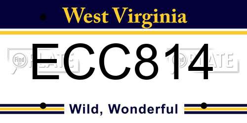 ECC814 West Virginia License Plate