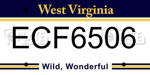 ECF6506 West Virginia License Plate