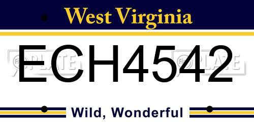 ECH4542 West Virginia License Plate