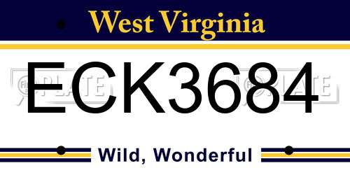 ECK3684 West Virginia License Plate