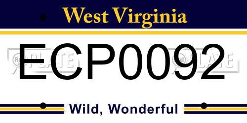 ECP0092 West Virginia License Plate