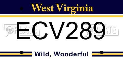 ECV289 West Virginia License Plate