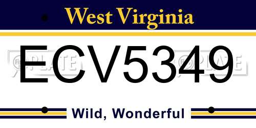 ECV5349 West Virginia License Plate