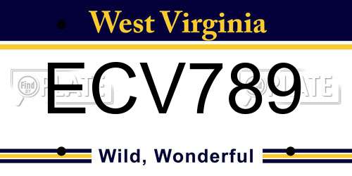 ECV789 West Virginia License Plate