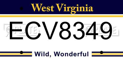 ECV8349 West Virginia License Plate