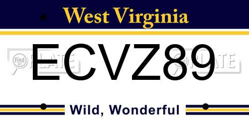 ECVZ89 West Virginia License Plate