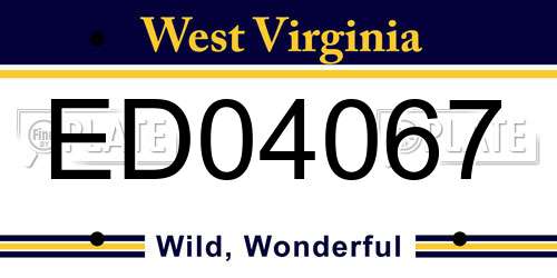 ED04067 West Virginia License Plate