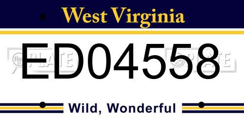 ED04558 West Virginia License Plate