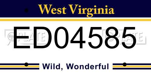 ED04585 West Virginia License Plate