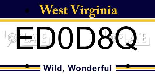 ED0D8Q West Virginia License Plate