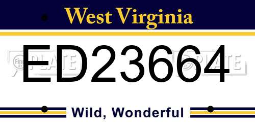 ED23664 West Virginia License Plate
