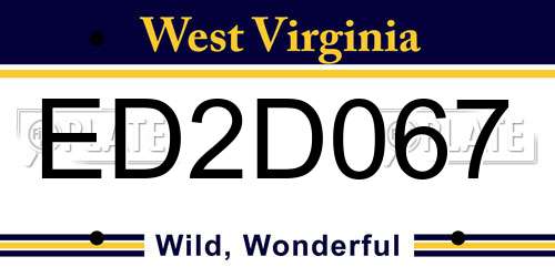 ED2D067 West Virginia License Plate
