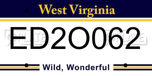 ED2O062 West Virginia License Plate
