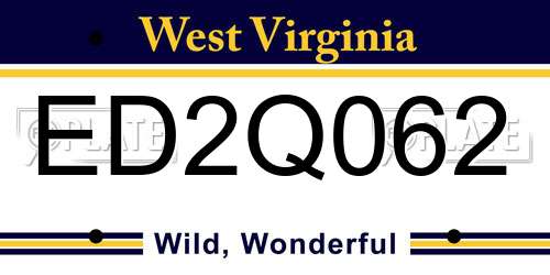 ED2Q062 West Virginia License Plate