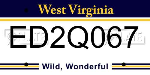 ED2Q067 West Virginia License Plate