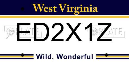 ED2X1Z West Virginia License Plate