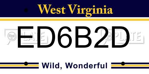 ED6B2D West Virginia License Plate