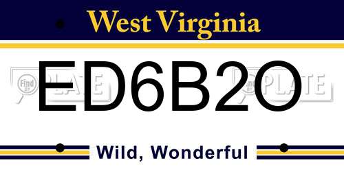 ED6B2O West Virginia License Plate