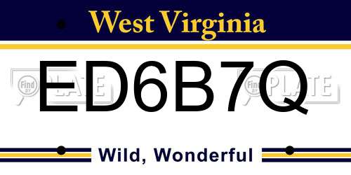 ED6B7Q West Virginia License Plate